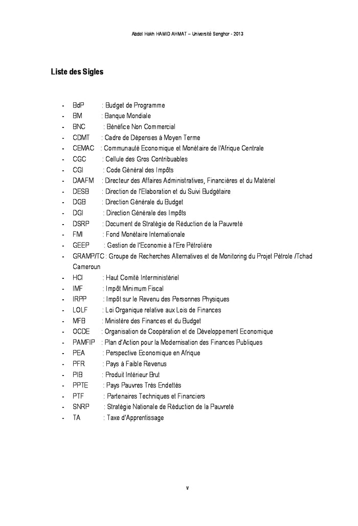 La modernisation des finances publiques au Tchad