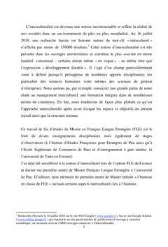 L'interculturalité en cours de français langue etrangère (fle)