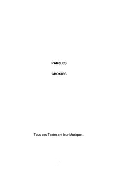 Paroles Choisies