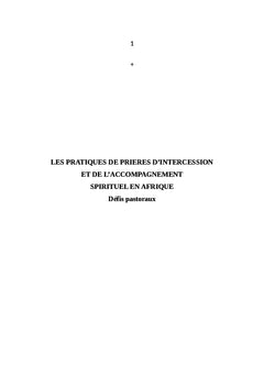 Les prieres de l'intercession et de l'accompagnement spirituel