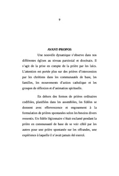 Les prieres de l'intercession et de l'accompagnement spirituel