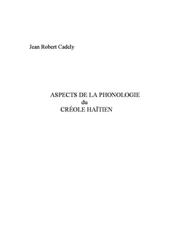 Aspects de la Phonologie du Créole haïtien
