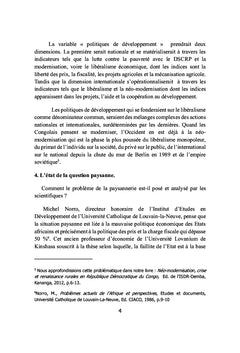 Politiques de developpement rural et paysannerie au Congo Kinshasa