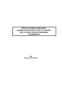 Didactique des marqueurs spatiaux en classe de FLE