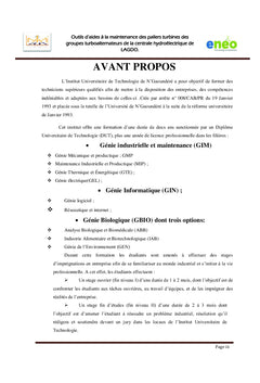 Outils d'aides A la Maintenance des paliers Turbines des Groupes Turbo