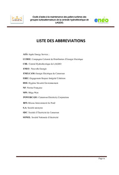 Outils d'aides A la Maintenance des paliers Turbines des Groupes Turbo