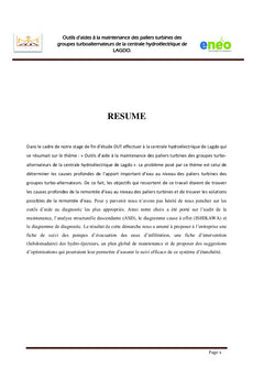 Outils d'aides A la Maintenance des paliers Turbines des Groupes Turbo