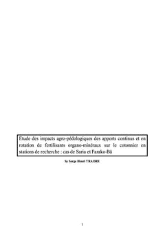Etude des impacts agro-pédologiques des apports de fertilisants