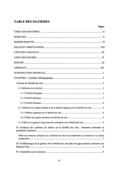 Etude des impacts agro-pédologiques des apports de fertilisants