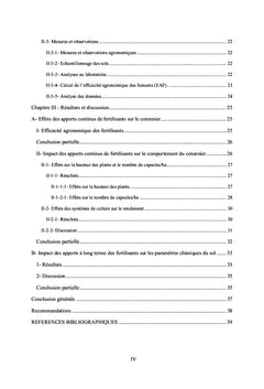Etude des impacts agro-pédologiques des apports de fertilisants