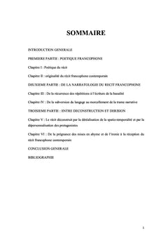 Poetique du recit francophone contemporain