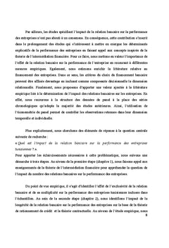 Relation bancaire et performance des entreprises