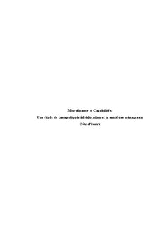 Microfinance et Capabilites: