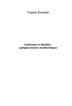 Littérature et identités: quelques lectures mythocritiques