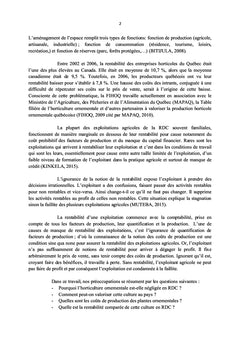Analyse comparee de la rentabilite de la production des plantes ornementales
