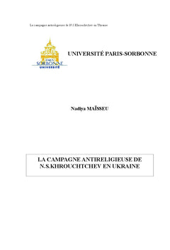 La campagne antireligieuse de N.S.Khrouchtchev en Ukraine