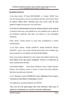Evaluation Bucco-dentaire dans le Service de Psychiatrie C.H.U Point G