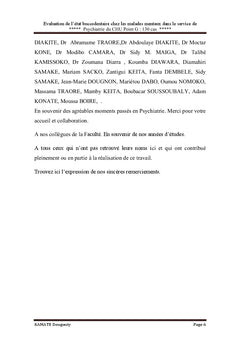Evaluation Bucco-dentaire dans le Service de Psychiatrie C.H.U Point G