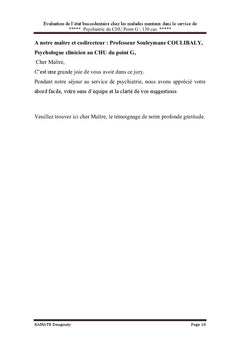 Evaluation Bucco-dentaire dans le Service de Psychiatrie C.H.U Point G