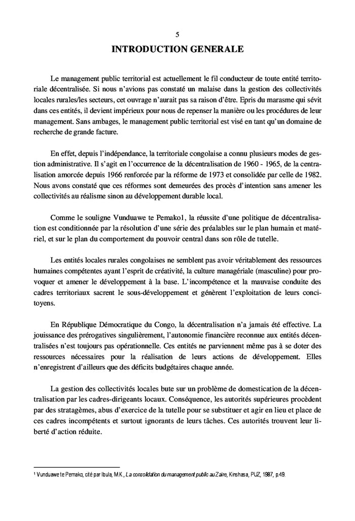 Le management public territorial pour un développement durable