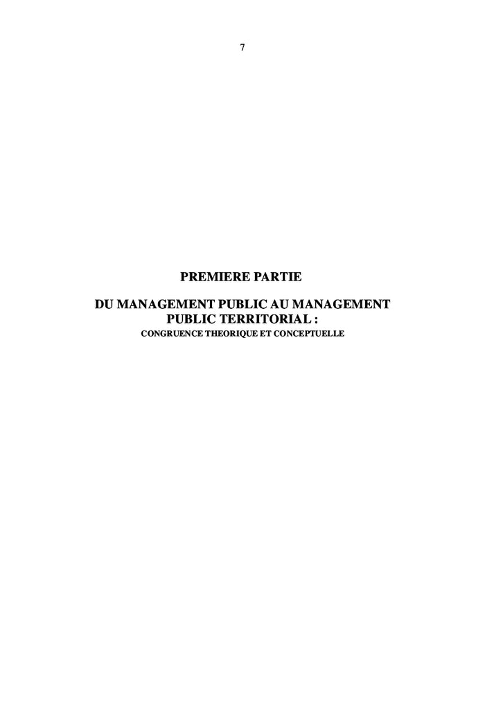 Le management public territorial pour un développement durable