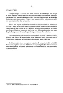 Le management public territorial pour un développement durable