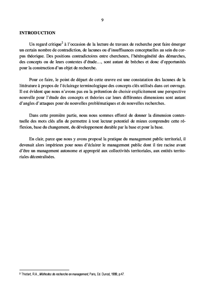 Le management public territorial pour un développement durable
