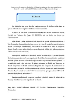 Optimisation de la gestion des dechets d'une industrie