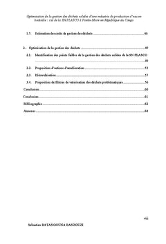 Optimisation de la gestion des dechets d'une industrie