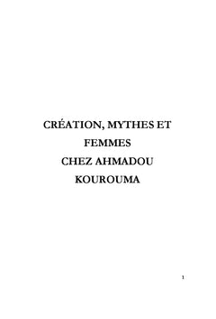 Creation, mythes et femmes chez Ahmadou Kourouma
