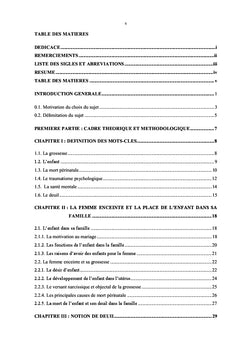 Problematique du deuil consecutif A la mort perinatale