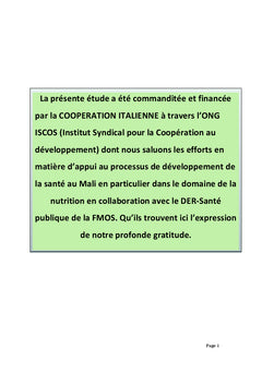 Suivi nutritionnel et pratiques alimentaires des enfants malnutris