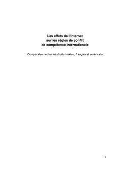 L'Internet et les règles de conflit de compétence internationale