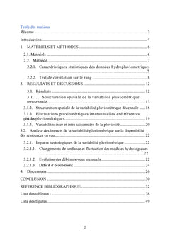 Influence de la variation climatique sur les ressources hydriques