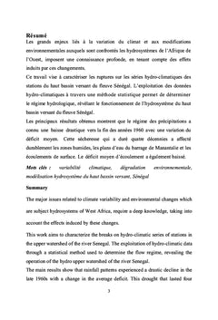 Influence de la variation climatique sur les ressources hydriques