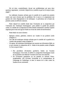 Evalution histopathologique de la qualite des produits carnes