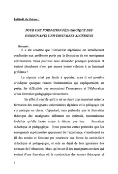 Pour une formation pédagogique
