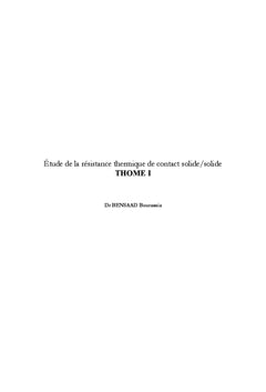 Etude de la resistance thermique de contact solide/solide : tome 1