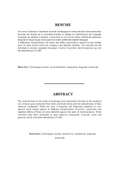La citronnelle: composition chimique et activites biologique