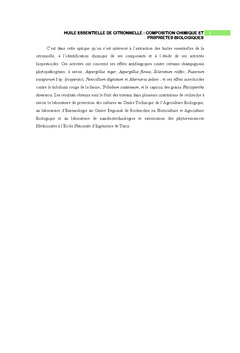 La citronnelle: composition chimique et activites biologique