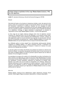 Le thon rouge Thunnus thynnus (Linnaeus,1758) des cotes algeriennes