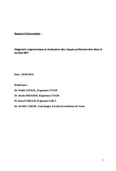 Diagnostic ergonomique et évaluation des risques professionnels