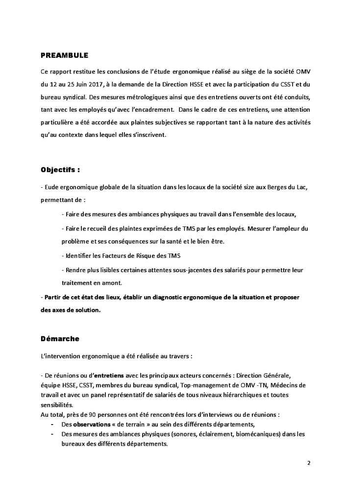 Etude ergonomique pour prévenir les Troubles Musculosquelettiques(TMS)