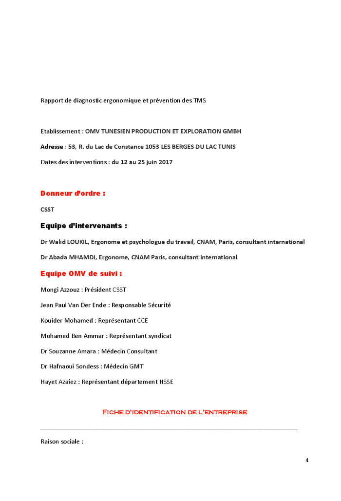 Etude ergonomique pour prévenir les Troubles Musculosquelettiques(TMS)