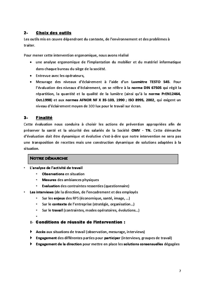 Etude ergonomique pour prévenir les Troubles Musculosquelettiques(TMS)