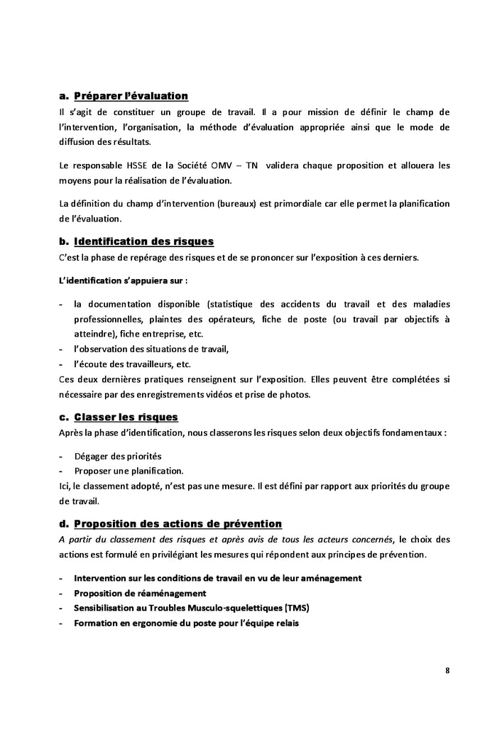 Etude ergonomique pour prévenir les Troubles Musculosquelettiques(TMS)