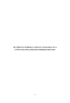 Approche panoramique de la litterature negro-africaine: