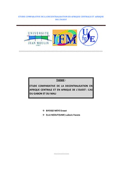 Etude comparative de la decentralisation Gabon/Mali