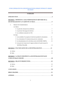 Etude comparative de la decentralisation Gabon/Mali