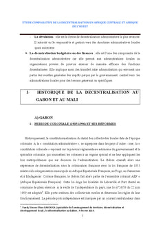 Etude comparative de la decentralisation Gabon/Mali